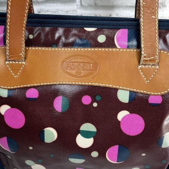 Fossil KeyPer Total Eclipse  Purple Coated  PVC Tote Bag Purse - Picture 10 of 15